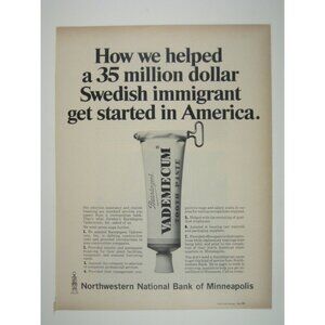 Vintage 1968 Vademecum Toothpaste Print Ad Northwestern Bank Minneapolis